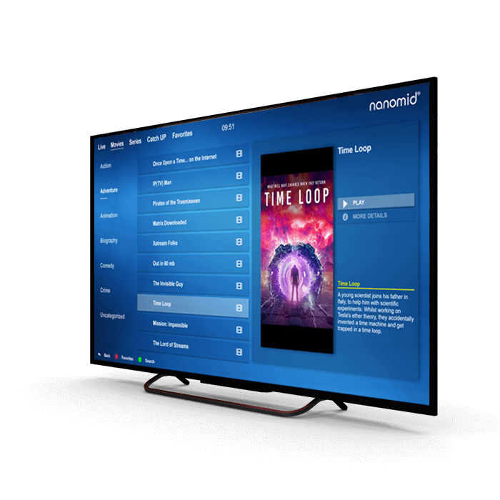 Nanomid IPTV app running on mobile phone and TV